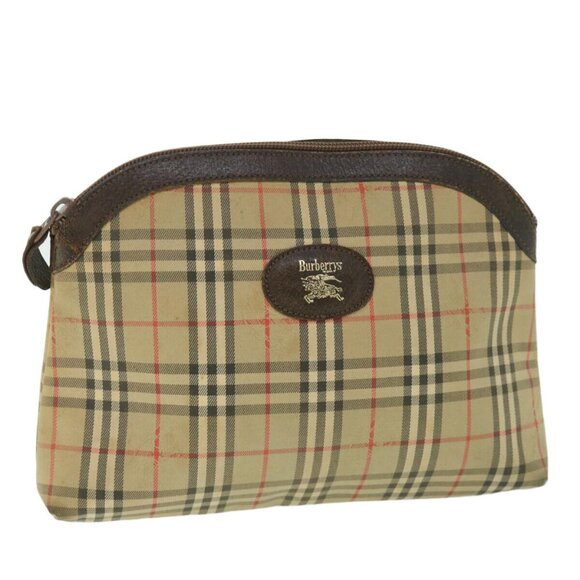 Burberrys Nova Check Clutch Bag Canvas Nylon Beige - Picture 1 of 16